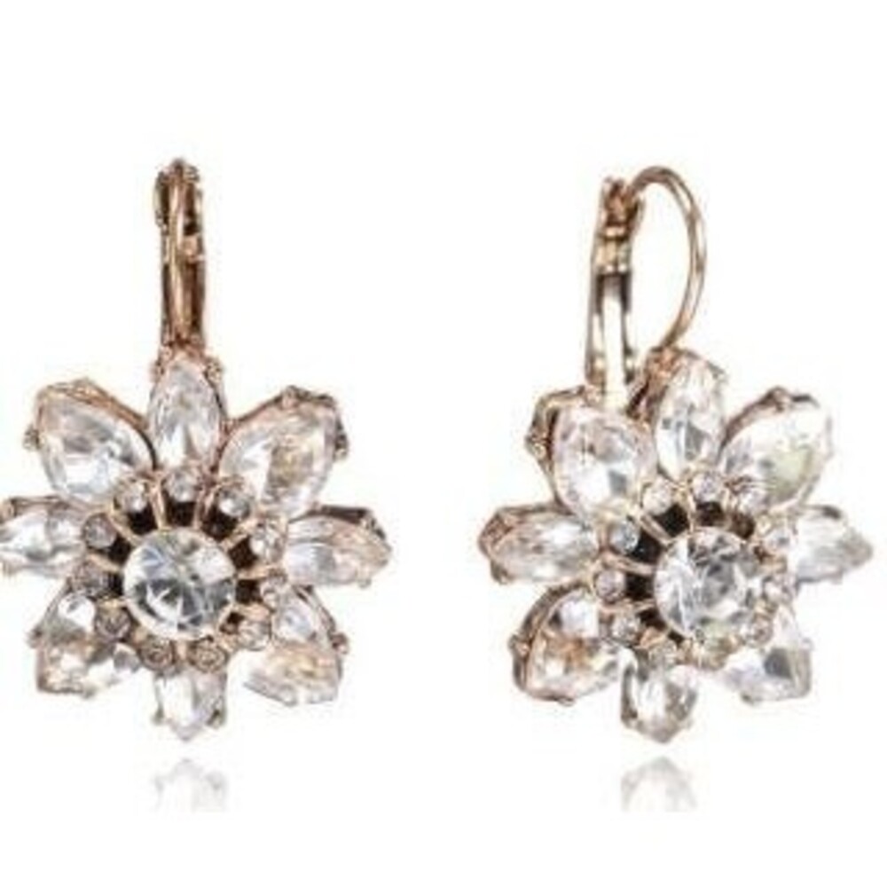 Crystal Flower Hook Earrings